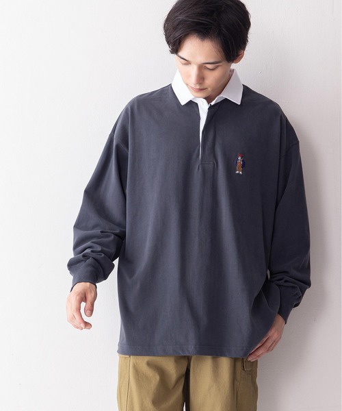 BEN DAVIS(ベンデイビス)の「【BEN DAVIS/ベンデイビス】ミニゴリラエンブレムラグビーシャツ/ラガーシャツ(ポロシャツ・メンズ・ブラック/パープル/ベージュ/ネイビー・MEDIUM/LARGE)」の2枚目の写真
