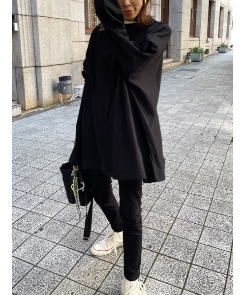 ulu(ウル)の「Big silhouette long tshirt(Tシャツ/カットソー・レディース・ホワイト/ブラック・FREE)」の20枚目の写真