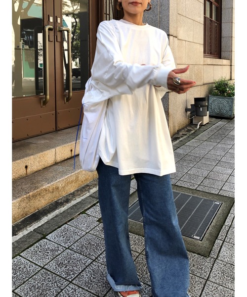 ulu(ウル)の「Big silhouette long tshirt(Tシャツ/カットソー・レディース・ホワイト/ブラック・FREE)」の18枚目の写真