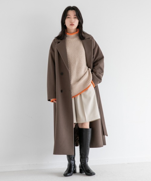 新品ローリーズファーム☆LOWRYSFARMメリノノーカラーコート ベージュF LOWRYS FARM（ローリーズファーム）の「マルチWAYコート