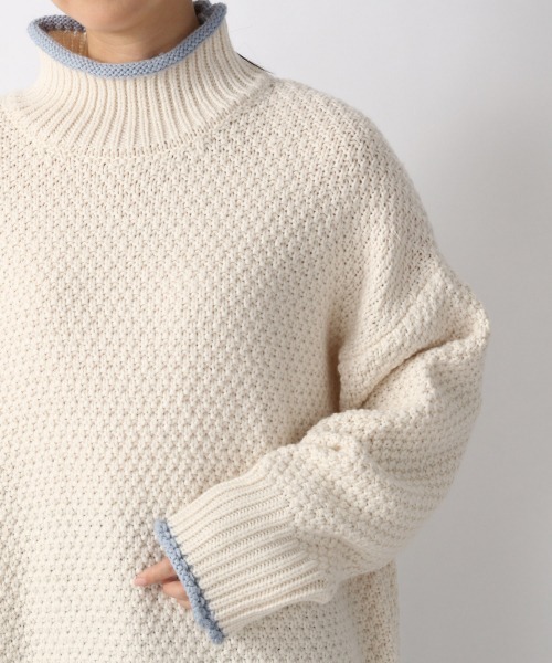 LOWRYS FARM(ローリーズファーム)の「バイカラーカノコハイネックLS 238373(ニット/セーター・レディース・ブラック/ブルー/ベージュ/ホワイト・FREE)」の15枚目の写真