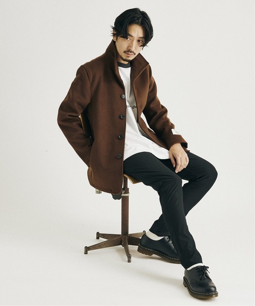 JOURNAL STANDARD（ジャーナルスタンダード）の「【SUPER140】 ウール スタンド ショートコート（その他アウター・メンズ・ネイビー/ブラウン系その他/ブラウン/ブラック・X-LARGE/MEDIUM/SMALL/LARGE）」の12枚目の写真