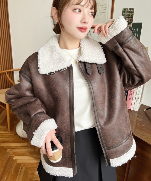 ♡2ウェイ仕様♡　フェイクムートンコート セール】【累計販売枚数2万枚突破！】フェイクレザー×ボア