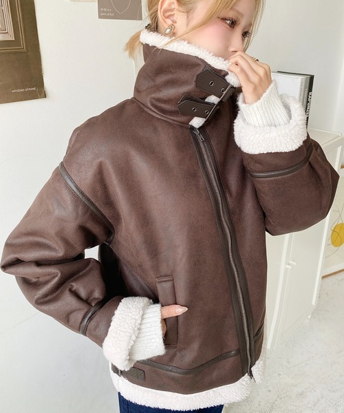 セール】【累計販売枚数2万枚突破！】フェイクレザー×ボア