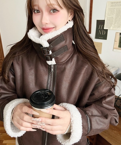 セール】【累計販売枚数2万枚突破！】フェイクレザー×ボアフェイク