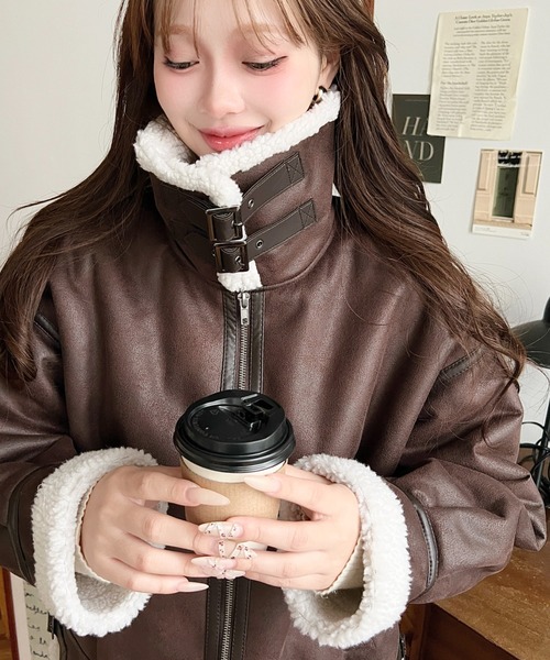 セール】【累計販売枚数2万枚突破！】フェイクレザー×ボアフェイク