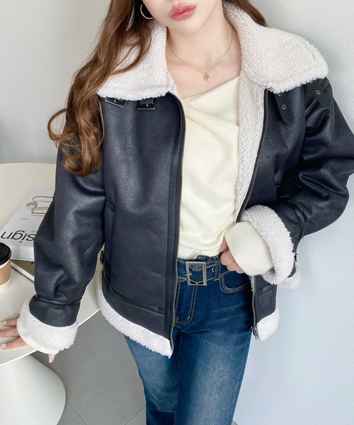 セール】【累計販売枚数2万枚突破！】フェイクレザー×ボアフェイク