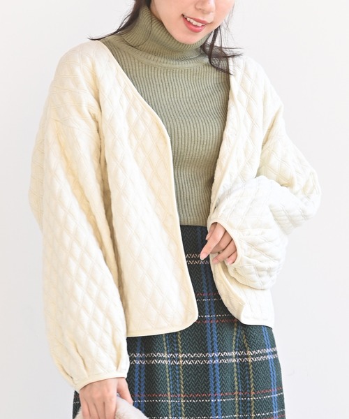 rps(アールピーエス)の「ふくれジャガードブルゾン(ブルゾン・レディース・ブラック/ライトベージュ・M)」の2枚目の写真