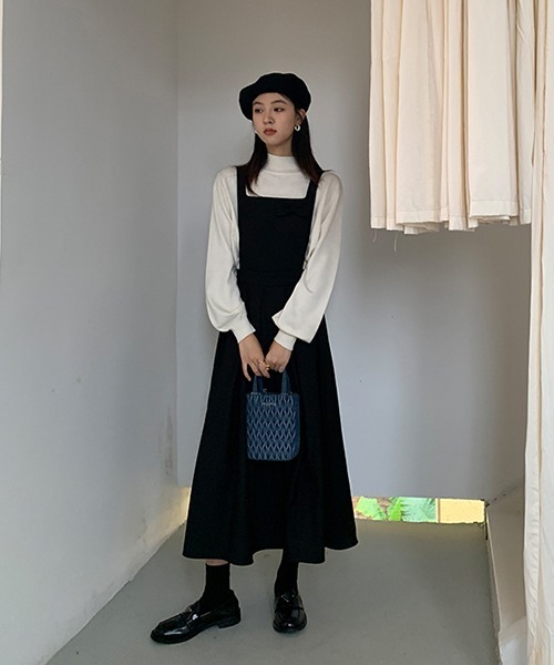 Fano Studios（ファノ ストゥディオズ）の「【Fano Studios】A-line suspender pleated skirt FD21L007（ワンピース・レディース・ブラック・S/M/L）」の12枚目の写真