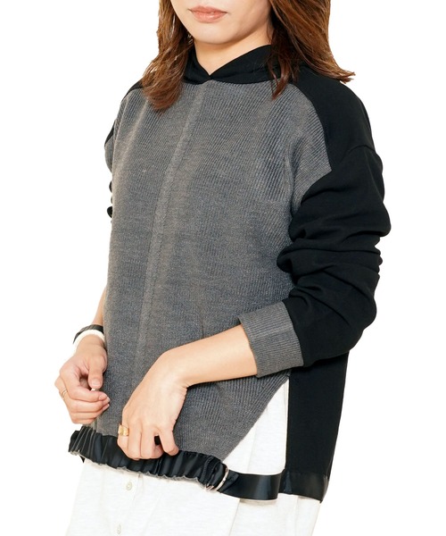 美品　OAKLEY SKULL ニット切替えパーカー