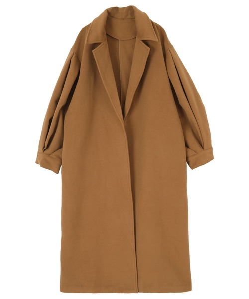 titivate（ティティベイト）の「ﾎﾞﾘｭｰﾑｽﾘｰﾌﾞﾛﾝｸﾞｶﾞｳﾝｺｰﾄ（チェスターコート・レディース・ブラウン/キャメル/パープル・S/M）」の6枚目の写真