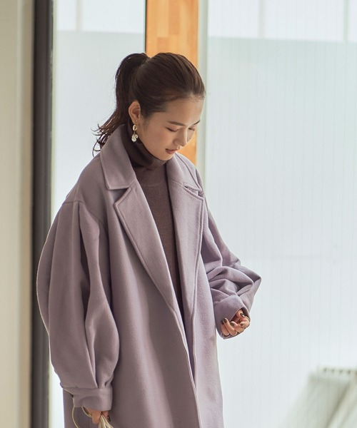 titivate（ティティベイト）の「ﾎﾞﾘｭｰﾑｽﾘｰﾌﾞﾛﾝｸﾞｶﾞｳﾝｺｰﾄ（チェスターコート・レディース・ブラウン/キャメル/パープル・S/M）」の12枚目の写真