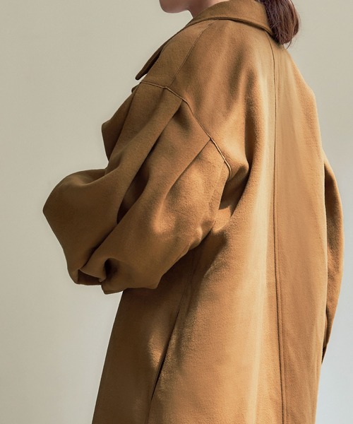 titivate（ティティベイト）の「ﾎﾞﾘｭｰﾑｽﾘｰﾌﾞﾛﾝｸﾞｶﾞｳﾝｺｰﾄ（チェスターコート・レディース・ブラウン/キャメル/パープル・S/M）」の14枚目の写真