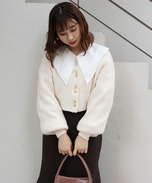 one after another NICE CLAUP（ワンアフターアナザーナイスクラップ）の「着まわし力抜群！トレンドのさんかくビックカラ―ブラウス（シャツ/ブラウス・レディース・オフホワイト/ブラック/杢グレー・FREE）」の11枚目の写真