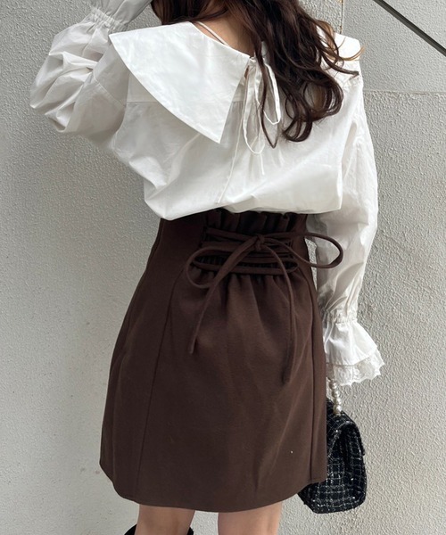 one after another NICE CLAUP（ワンアフターアナザーナイスクラップ）の「着まわし力抜群！トレンドのさんかくビックカラ―ブラウス（シャツ/ブラウス・レディース・オフホワイト/ブラック/杢グレー・FREE）」の17枚目の写真