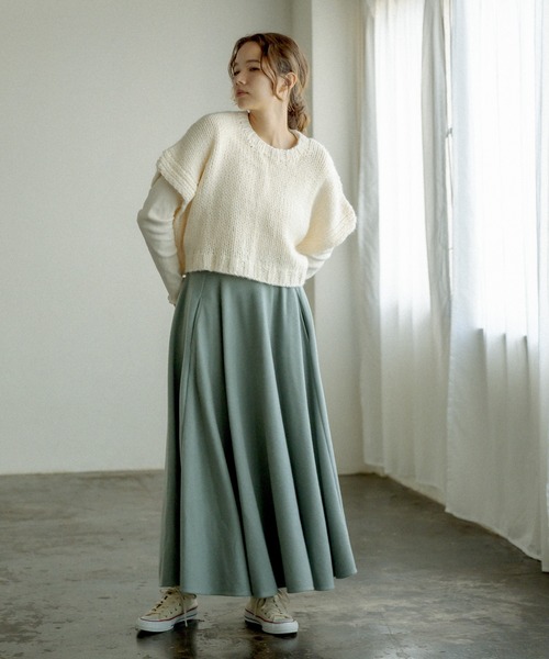 PUAL CE CIN（ピュアルセシン）の「起毛スカート（スカート・レディース・チャコールグレー/グレー/ベージュ/グリーン・FREE）」の6枚目の写真