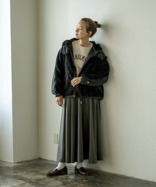 PUAL CE CIN（ピュアルセシン）の「起毛スカート（スカート・レディース・チャコールグレー/グレー/ベージュ/グリーン・FREE）」の9枚目の写真
