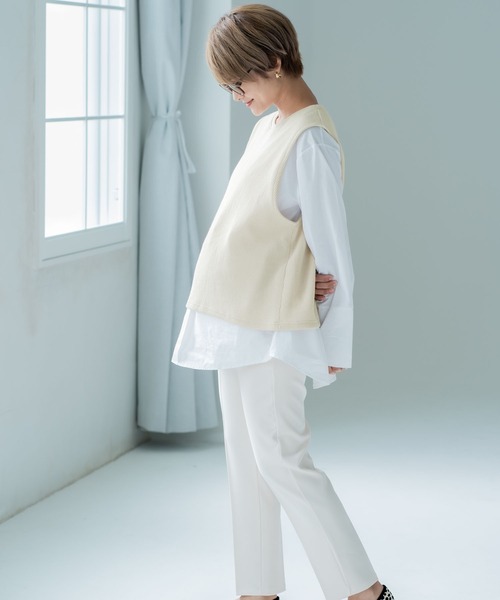 CHOCOA（チョコア）の「マタニティ授乳ベストシャツ（マタニティウェア/グッズ・レディース・ベージュ・FREE）」の6枚目の写真