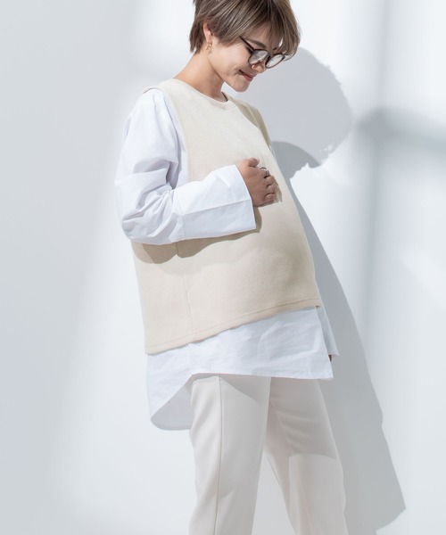 CHOCOA（チョコア）の「マタニティ授乳ベストシャツ（マタニティウェア/グッズ・レディース・ベージュ・FREE）」の12枚目の写真