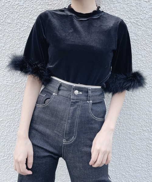 lilLilly（リルリリー）の「ベロアファートップス（Tシャツ/カットソー・レディース・ブラック/ピンク/ブルー/アイボリー・FREE）」の10枚目の写真