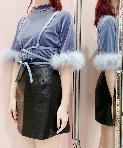 lilLilly（リルリリー）の「ベロアファートップス（Tシャツ/カットソー・レディース・ブラック/ピンク/ブルー/アイボリー・FREE）」の21枚目の写真