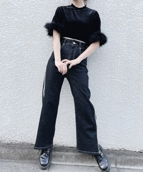 lilLilly（リルリリー）の「ベロアファートップス（Tシャツ/カットソー・レディース・ブラック/ピンク/ブルー/アイボリー・FREE）」の8枚目の写真