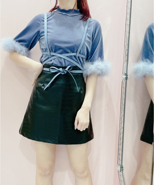 lilLilly（リルリリー）の「ベロアファートップス（Tシャツ/カットソー・レディース・ブラック/ピンク/ブルー/アイボリー・FREE）」の22枚目の写真