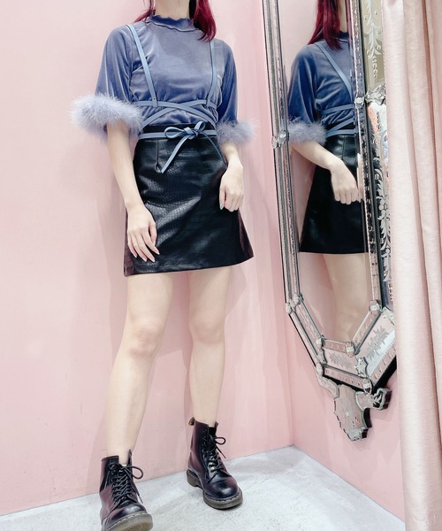 lilLilly（リルリリー）の「ベロアファートップス（Tシャツ/カットソー・レディース・ブラック/ピンク/ブルー/アイボリー・FREE）」の20枚目の写真