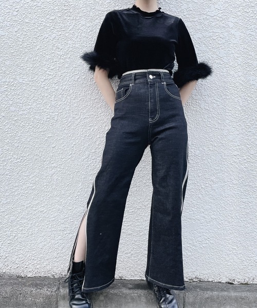 lilLilly（リルリリー）の「ベロアファートップス（Tシャツ/カットソー・レディース・ブラック/ピンク/ブルー/アイボリー・FREE）」の7枚目の写真