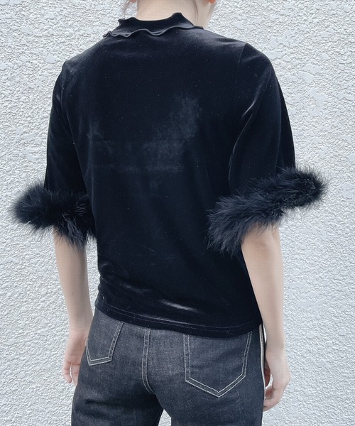 lilLilly（リルリリー）の「ベロアファートップス（Tシャツ/カットソー・レディース・ブラック/ピンク/ブルー/アイボリー・FREE）」の5枚目の写真