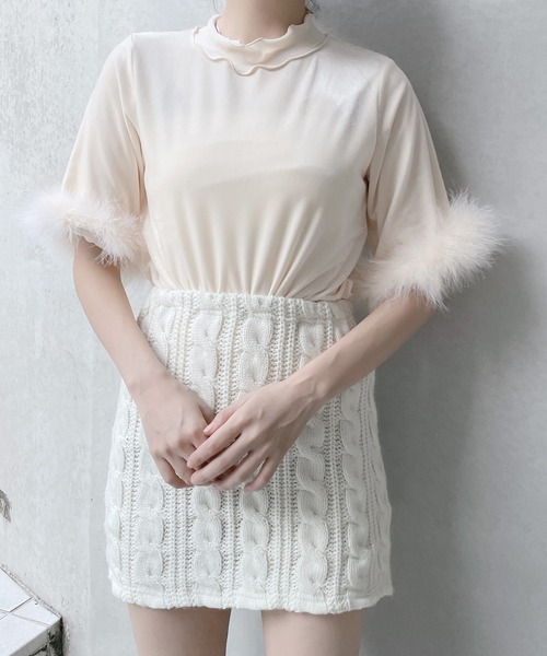 lilLilly（リルリリー）の「ベロアファートップス（Tシャツ/カットソー・レディース・ブラック/ピンク/ブルー/アイボリー・FREE）」の18枚目の写真