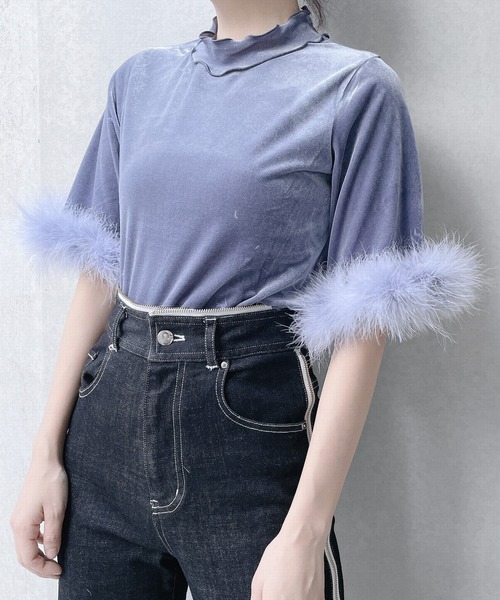 lilLilly（リルリリー）の「ベロアファートップス（Tシャツ/カットソー・レディース・ブラック/ピンク/ブルー/アイボリー・FREE）」の13枚目の写真