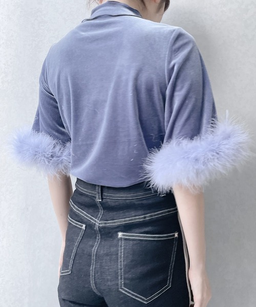 lilLilly（リルリリー）の「ベロアファートップス（Tシャツ/カットソー・レディース・ブラック/ピンク/ブルー/アイボリー・FREE）」の11枚目の写真