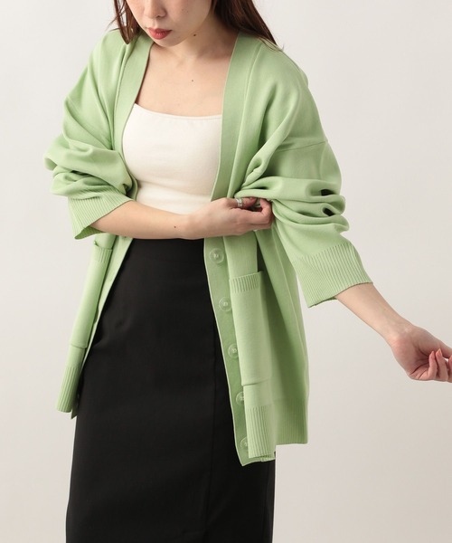 Heather(ヘザー)の「スフレチュニックニットカーディガン 263128(カーディガン/ボレロ・レディース・グリーン/ピンク/イエロー/アイボリー/ブルー/ブラック/ピンク系その他・FREE)」の4枚目の写真