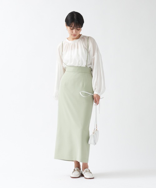 Rouge vif（ルージュヴィフ）の「【ロングセラー】【XSサイズ展開】ストレッチサスペンダータイトスカート（スカート・レディース・ブラック/サックスブルー/グリーン/ピンク・38/36/34）」の3枚目の写真