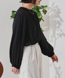 (WEB限定)無地×ドット袖2wayブラウス