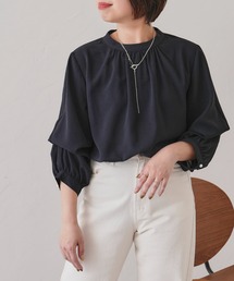(WEB限定)無地×ドット袖2wayブラウス