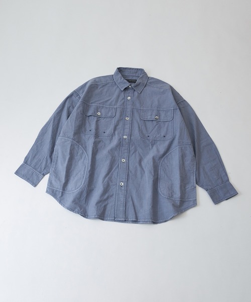CUBE SUGAR(キューブシュガー)の「アシッド加工長袖レギュラーカラービッグワークシャツ(シャツ/ブラウス・レディース・グレー/ピンク/イエロー/ブルー・M)」の19枚目の写真