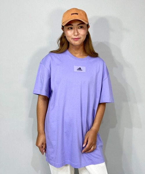 adidas(アディダス)の「adidas/アディダス ビッグシルエット/ワンポイントロゴTシャツ L4686(Tシャツ/カットソー・レディース・イエロー/ブラック/ベージュ/パープル・L/M)」の3枚目の写真