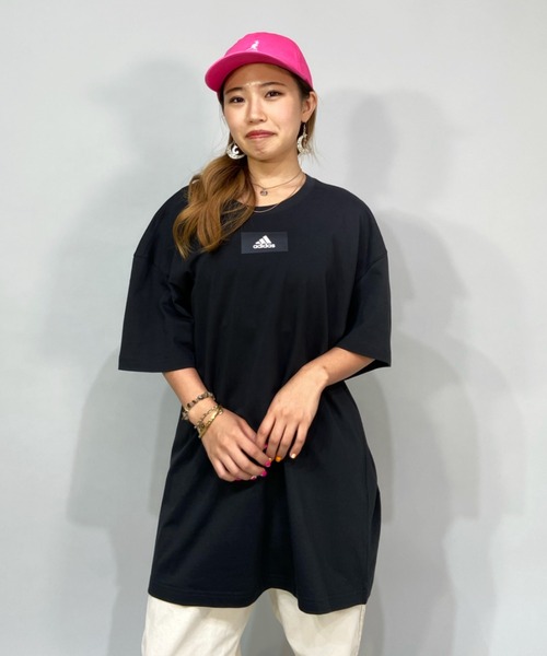 adidas(アディダス)の「adidas/アディダス ビッグシルエット/ワンポイントロゴTシャツ L4686(Tシャツ/カットソー・レディース・イエロー/ブラック/ベージュ/パープル・L/M)」の2枚目の写真