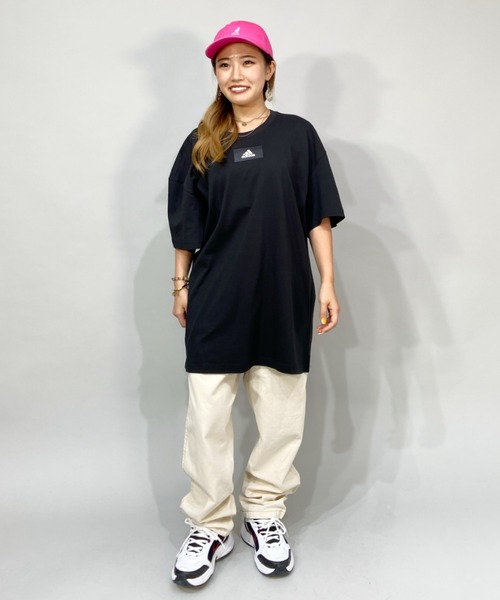 adidas(アディダス)の「adidas/アディダス ビッグシルエット/ワンポイントロゴTシャツ L4686(Tシャツ/カットソー・レディース・イエロー/ブラック/ベージュ/パープル・L/M)」の7枚目の写真