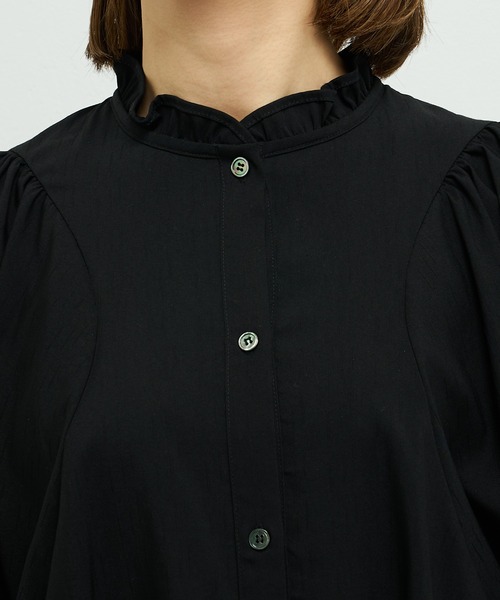 Lui's（ルイス）の「ドビー織ギャザースリーブブラウス（シャツ/ブラウス・レディース・ホワイト/ブラック/ブルーグレー・FREE）」の13枚目の写真