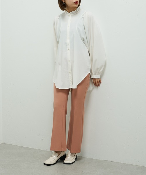 Lui's（ルイス）の「ドビー織ギャザースリーブブラウス（シャツ/ブラウス・レディース・ホワイト/ブラック/ブルーグレー・FREE）」の7枚目の写真