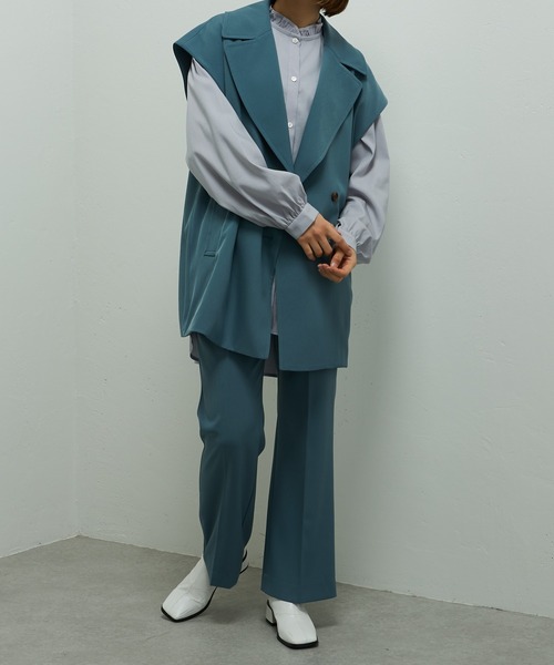 Lui's（ルイス）の「ドビー織ギャザースリーブブラウス（シャツ/ブラウス・レディース・ホワイト/ブラック/ブルーグレー・FREE）」の5枚目の写真