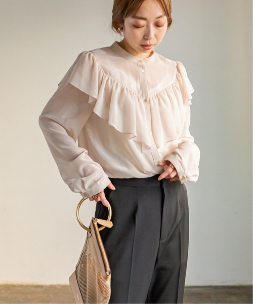 Noble（ノーブル）の「《追加3》シフォンクラシックフリルブラウス◆（シャツ/ブラウス・レディース・ブラック/ベージュ/ブラウン・FREE）」の16枚目の写真