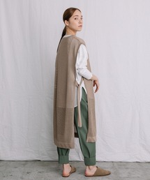 【Liyoca】ラミーヴィスコース透かし編みニットベスト