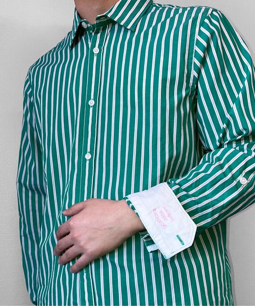SCOTCH&SODA(スコッチアンドソーダ)の「ストライプ コットンシャツ【166578】(シャツ/ブラウス・メンズ・グリーン系その他/ブルー系その他/レッド系その他・MEDIUM/LARGE/SMALL)」の9枚目の写真