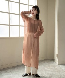 Amiur | stripe sheer layered ops(ワンピース)