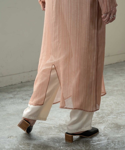 Amiur（エミレ）の「stripe sheer layered ops（ワンピース