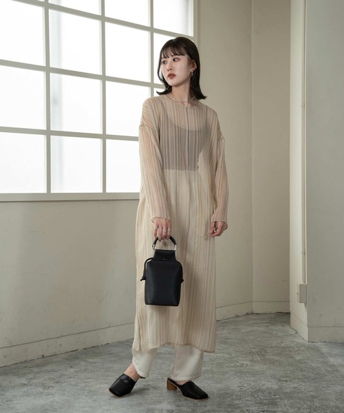 Amiur（エミレ）の「stripe sheer layered ops（ワンピース・レディース・アイボリー/ピンク/イエロー・FREE）」の16枚目の写真